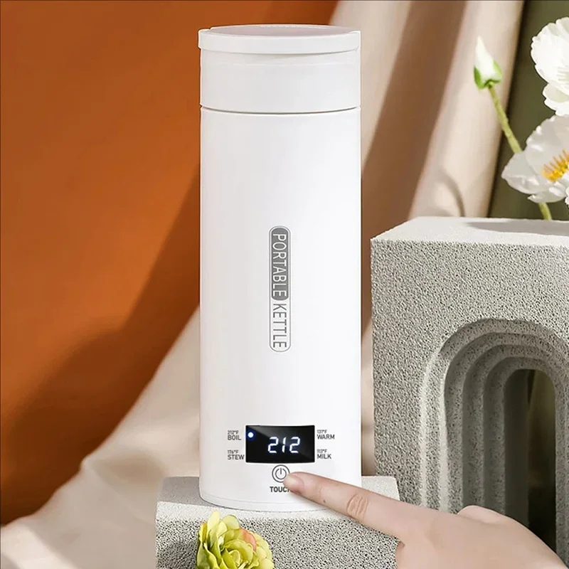 LED Display Portable Electric Water Boiling Cup 110V 220V Leakproof Travel Smart Heated Kettle Thermostatic Bottle Milk Warmer