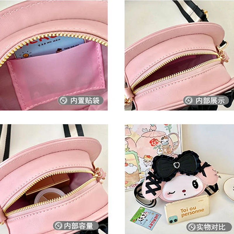 Punk Sanrio Kuromi Purse Handbag Cartoon My Melody Mini Crossbody Bag PU Leather Messenger Bag For Women Girls Cute Shoulder Bag