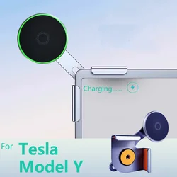 Magnetische autotelefoonhouder voor Tesla Model Y Multimediascherm Vaste basis 15W Draadloze oplaadstandaard MagSafe autotelefoonhouders