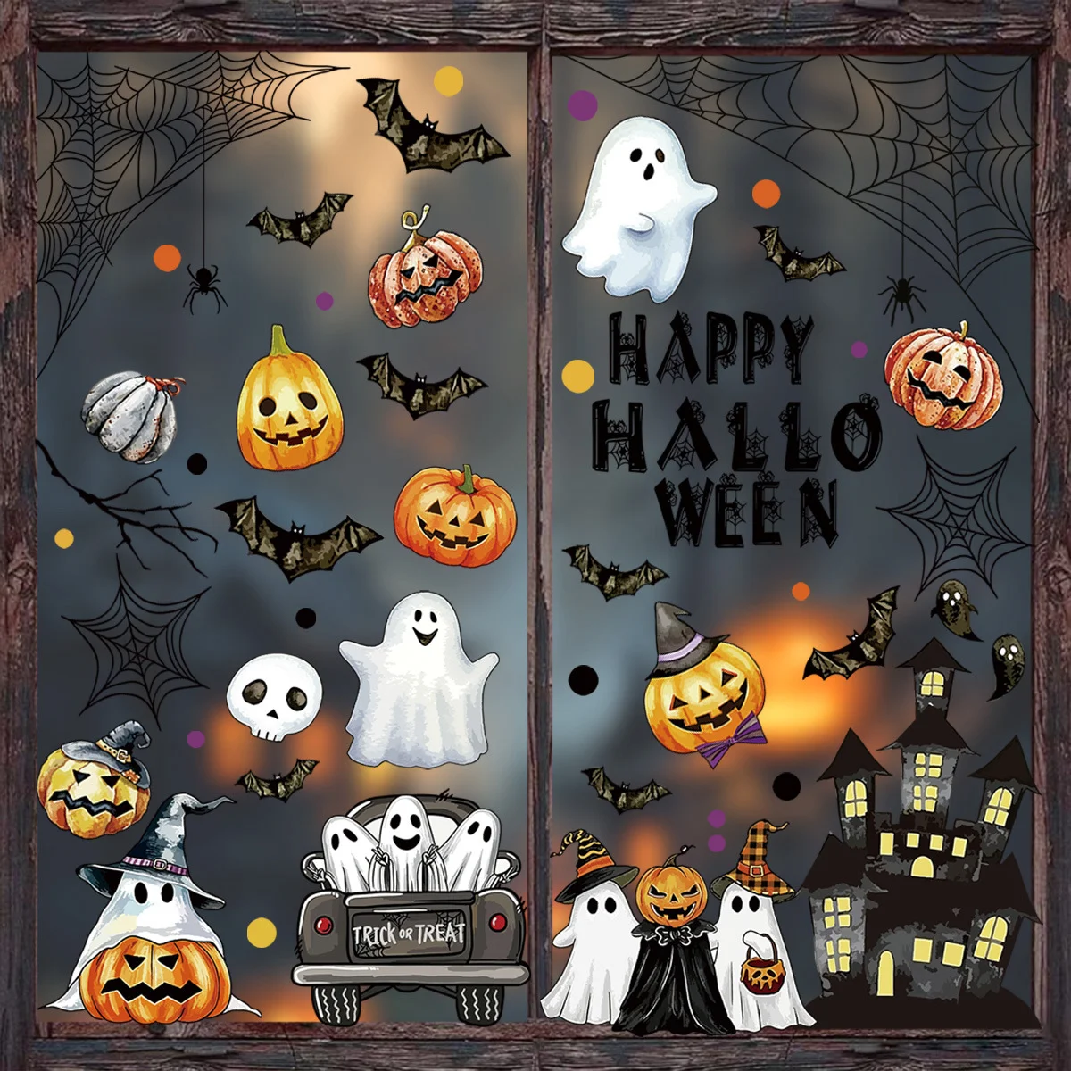 Halloween electrostatic window stickers, ghost houses, Halloween electrostatic glass window decoration stickers