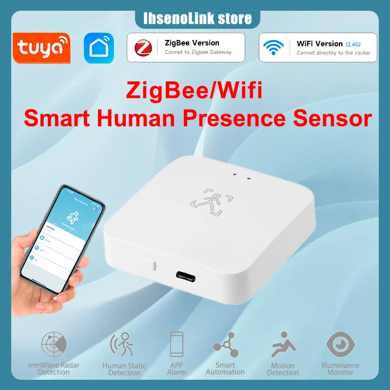 Tuya Zigbee WiFi Human Presence Sensor MmWave Radar Detector With Luminance Sensor For Smart Home Smart Life replace PIR Sensor