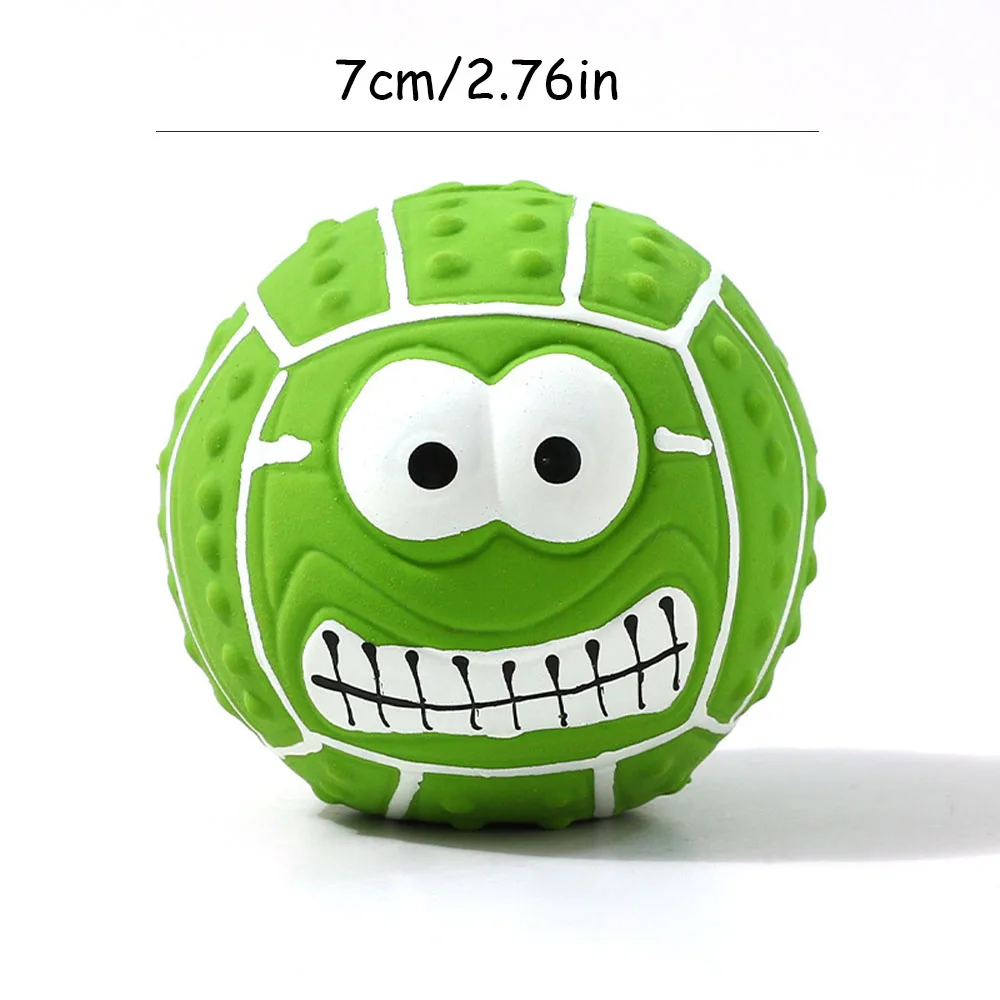 Smiley Face Latex Squeaky Toy - Pet Chew Ball for Dogs, Helps with Teeth Cleaning & Grinding, Durable Latex Material, view 6