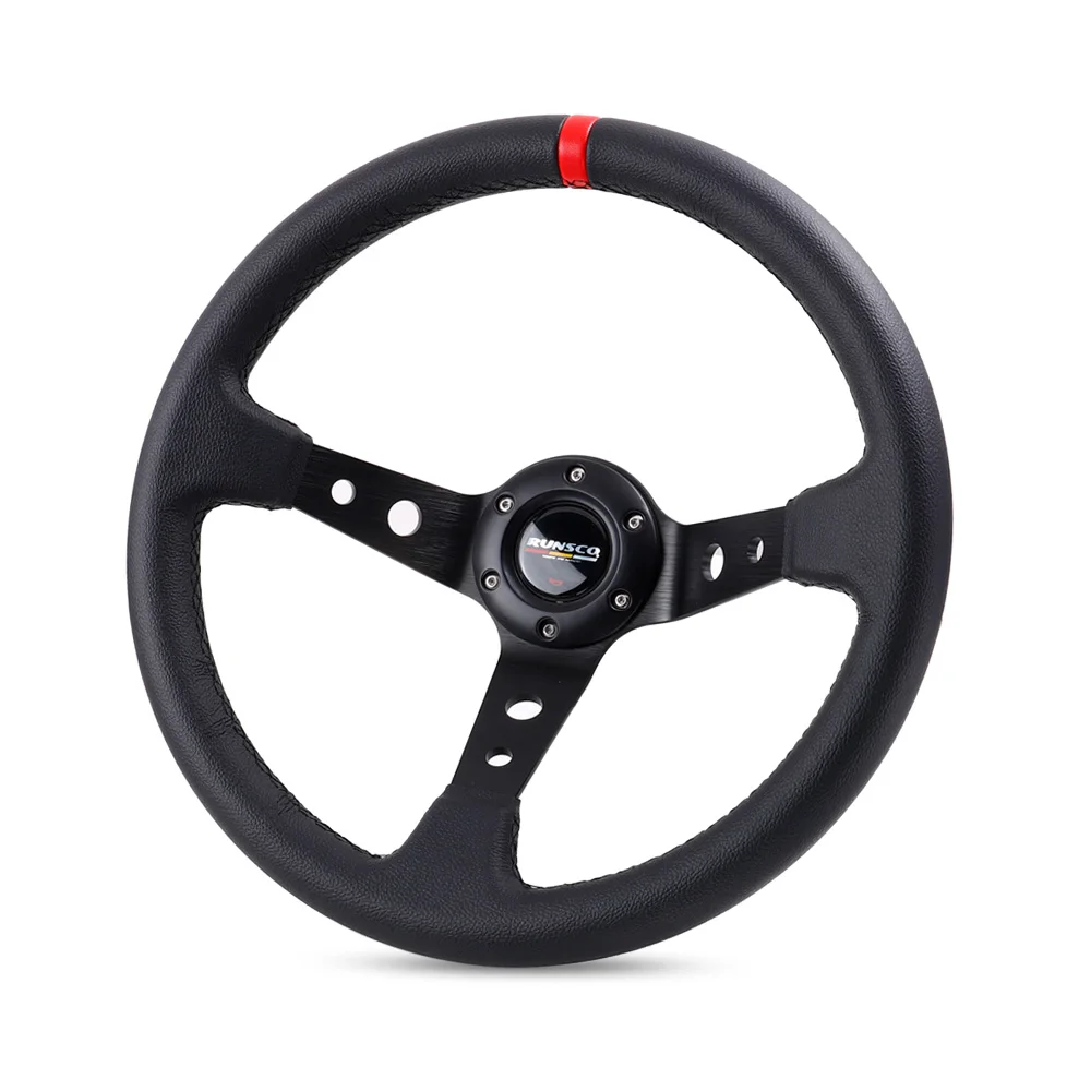 350mm Car Tuning Steering Wheel Genuine Leather Drift Racing Game Steering Wheel Universal