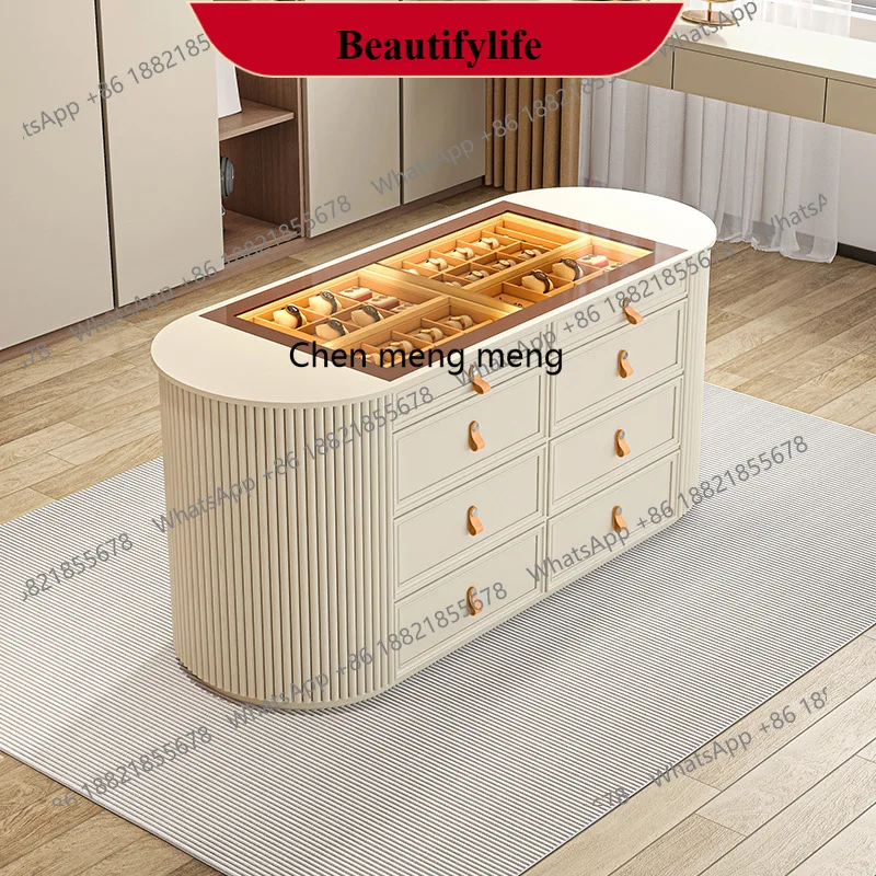 

Cream Wind Cloakroom Nakajima Desk Drawer Cabinet Master Bedroom Storage Cabinet Modern Simple Jewelry Display Cabinet