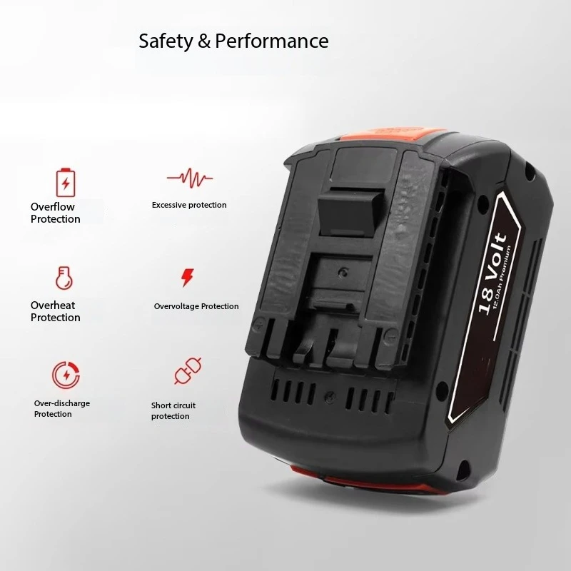 Durable Replacement Lithium Battery Pack For Bosch 18V 12Ah High‑Performance Universal For Power Tools Equipment