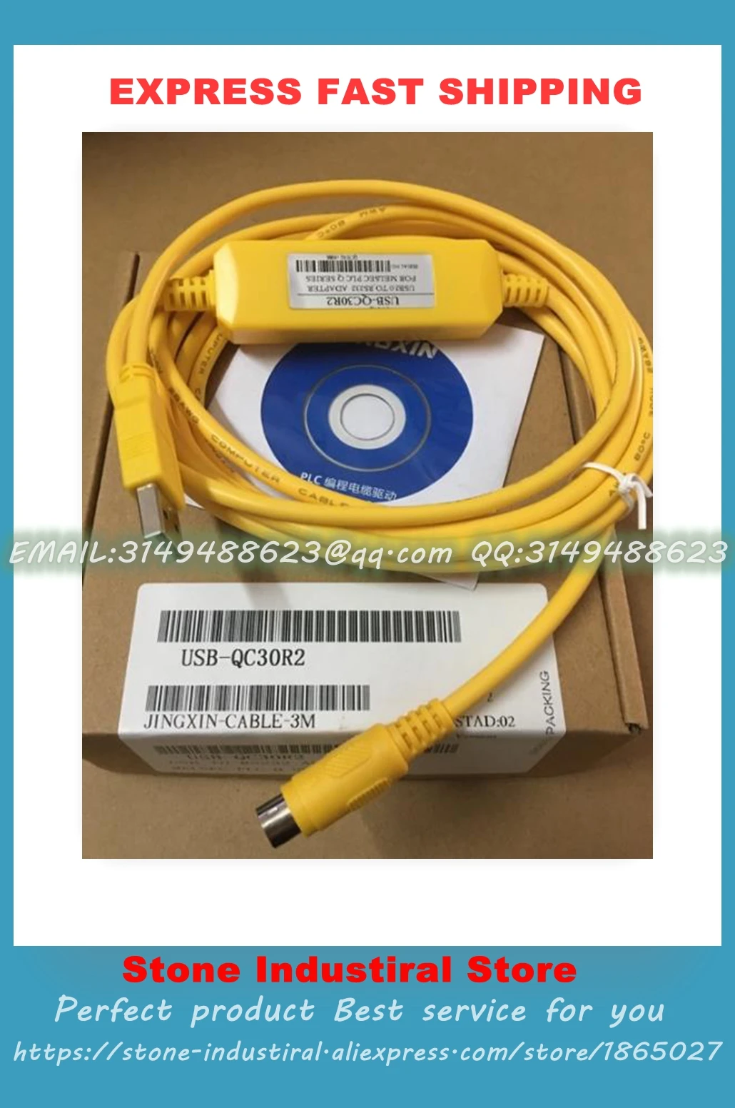 

Q Series PLC RS232 Adapter Program Ca ble USB-QC30R2 New