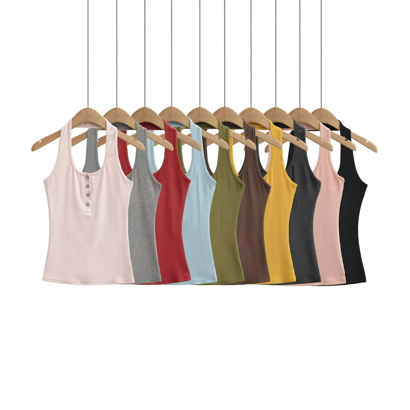 Slim Fit U-Neck Tank Top Sweet Spicy Summer Casual Wear Outerwear Short Sleeve Women's Fashion Pure Desire Network Red