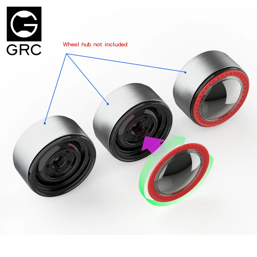 GRC wheel hub decorative cover 1.9 inch retro D style electroplated pancake wheel simulation climbing clip tire wheel hub cover