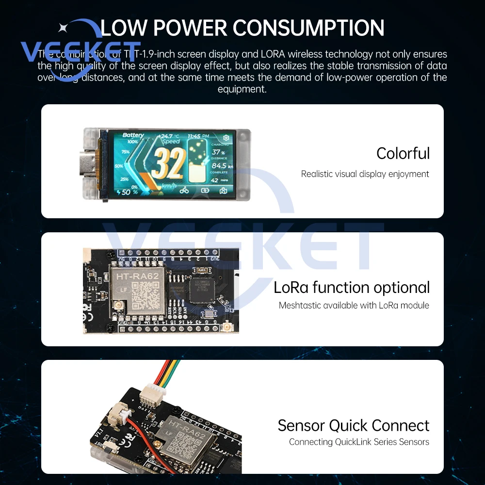 Esp32-S3-R8 Lorawan Protocol Bt Wifi Development Board With 1.9-Inch Tft Ht-Vmt190 Development Board Module