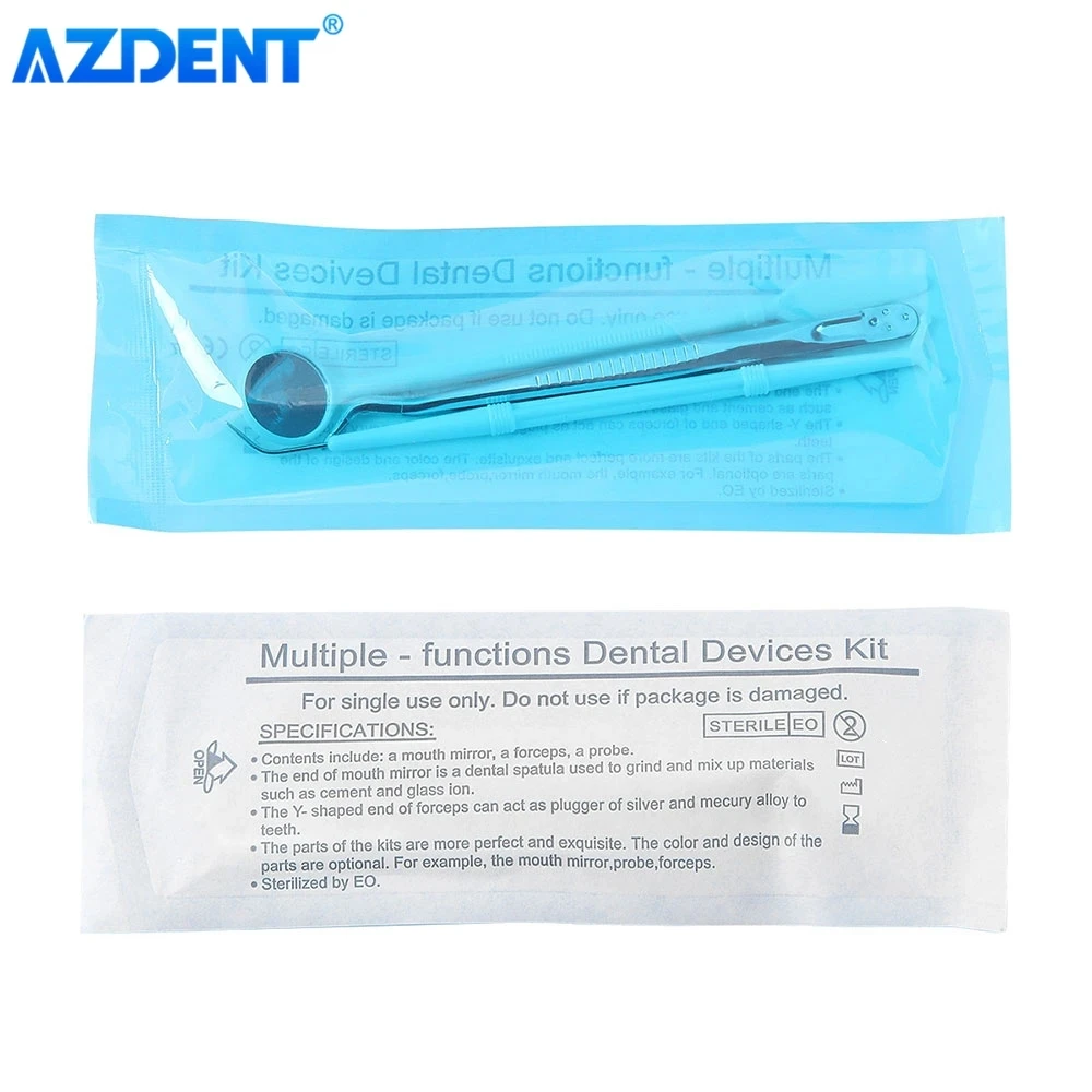 10 packs zubní jednorázové zrcadlo kleště badatel souprava AZDENT měřici zařízení 3pcs/set stomatologie consumable dentists nářadí