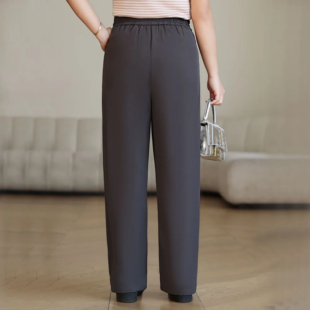 Good Quality High Waisted Wide-leg Suit Pants Plus Size Women Spring Autumn Office Lady Fold Full Length Trousers