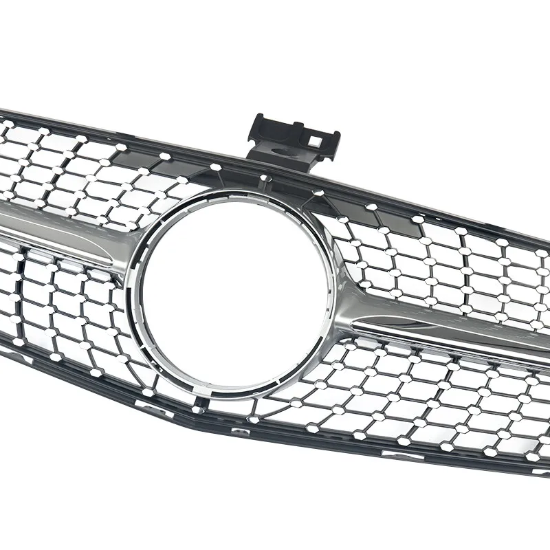 Przednia środkowa kratka chłodnicy z siatką do Mercedes C Klasa W204 S204 C204 2007-2014 Chrom Srebrny Styl AMG Diamentowy ABS