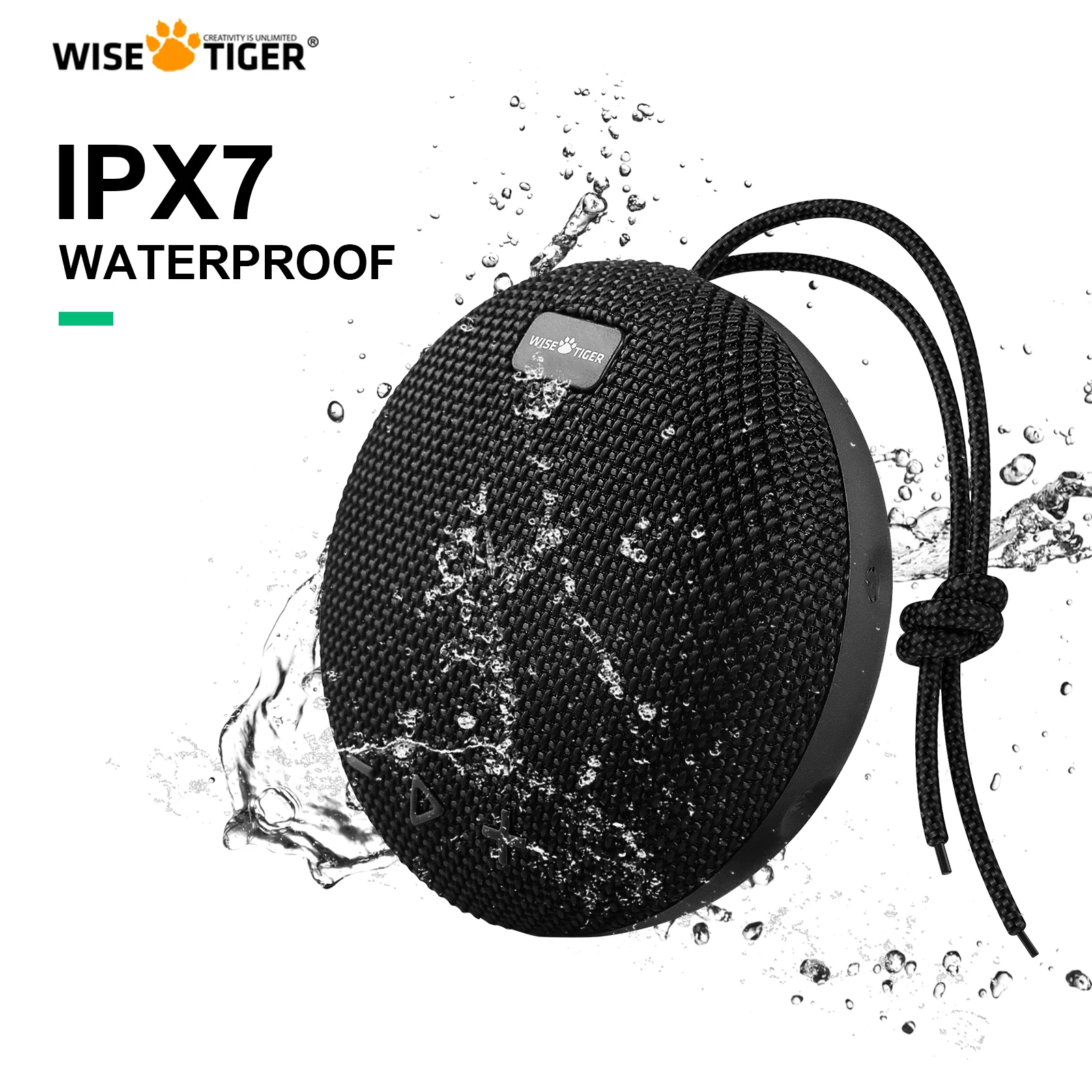 Портативная Bluetooth-колонка WISETIGER с водонепроницаемым стереозвуком IPX7 и частотным откликом в пластиковом шкафу
