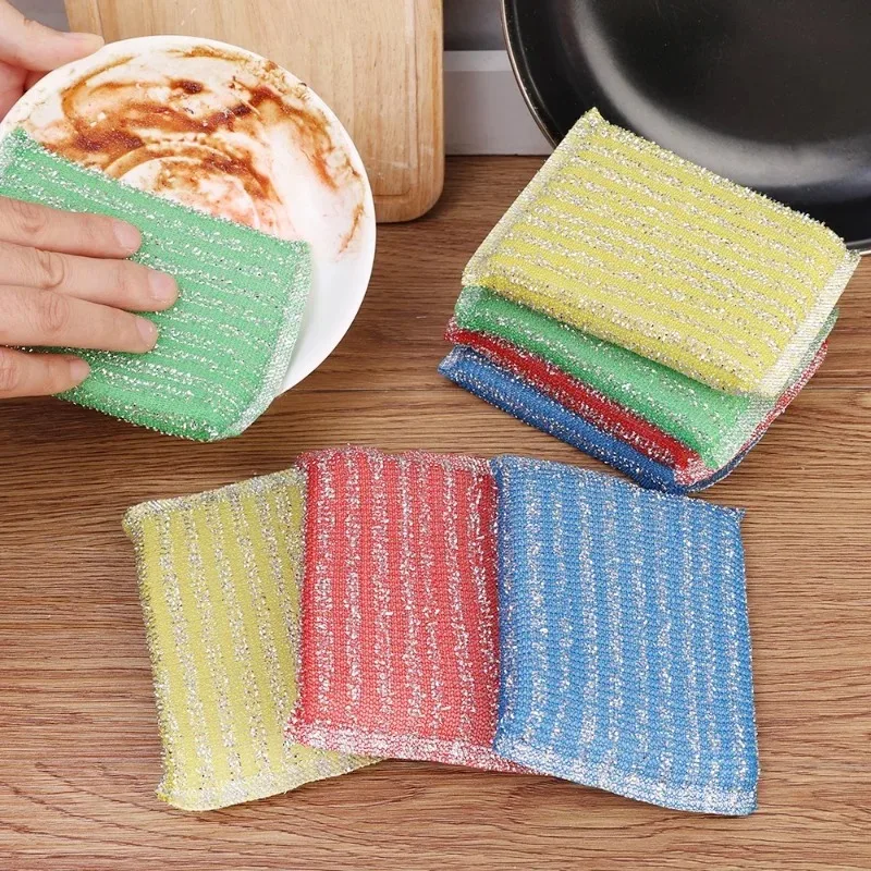 24/4PCS Dishwashing Sponge Thickened Double Side Dishwashing Sponge Wipes Reusable Cleaning Cloths Dishcloth Brush Kitchen Rags