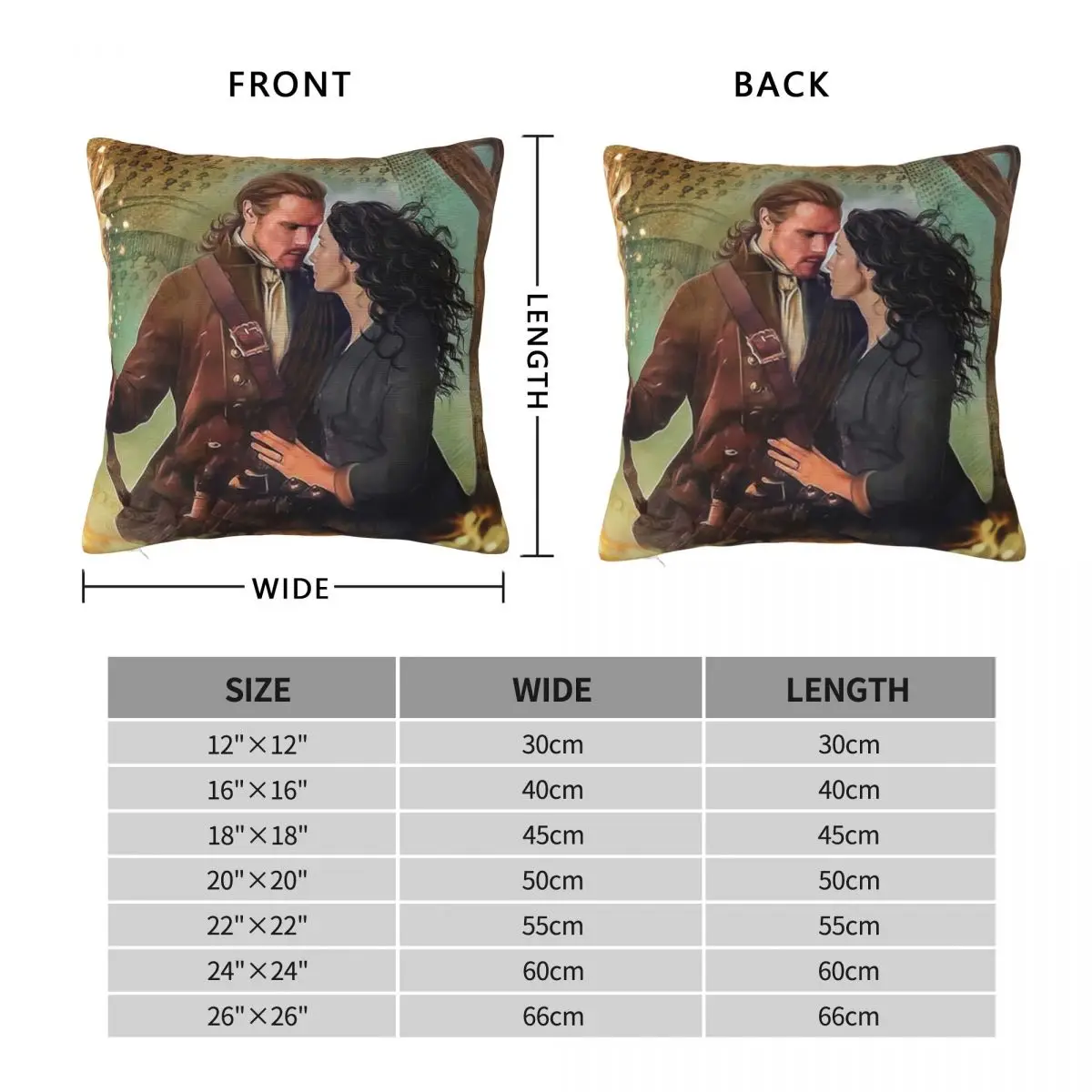 TV Series Outlander Movie Square Pillowcase Pillow Cover Cushion Decor Comfort Throw Pillow for Home Sofa view 3