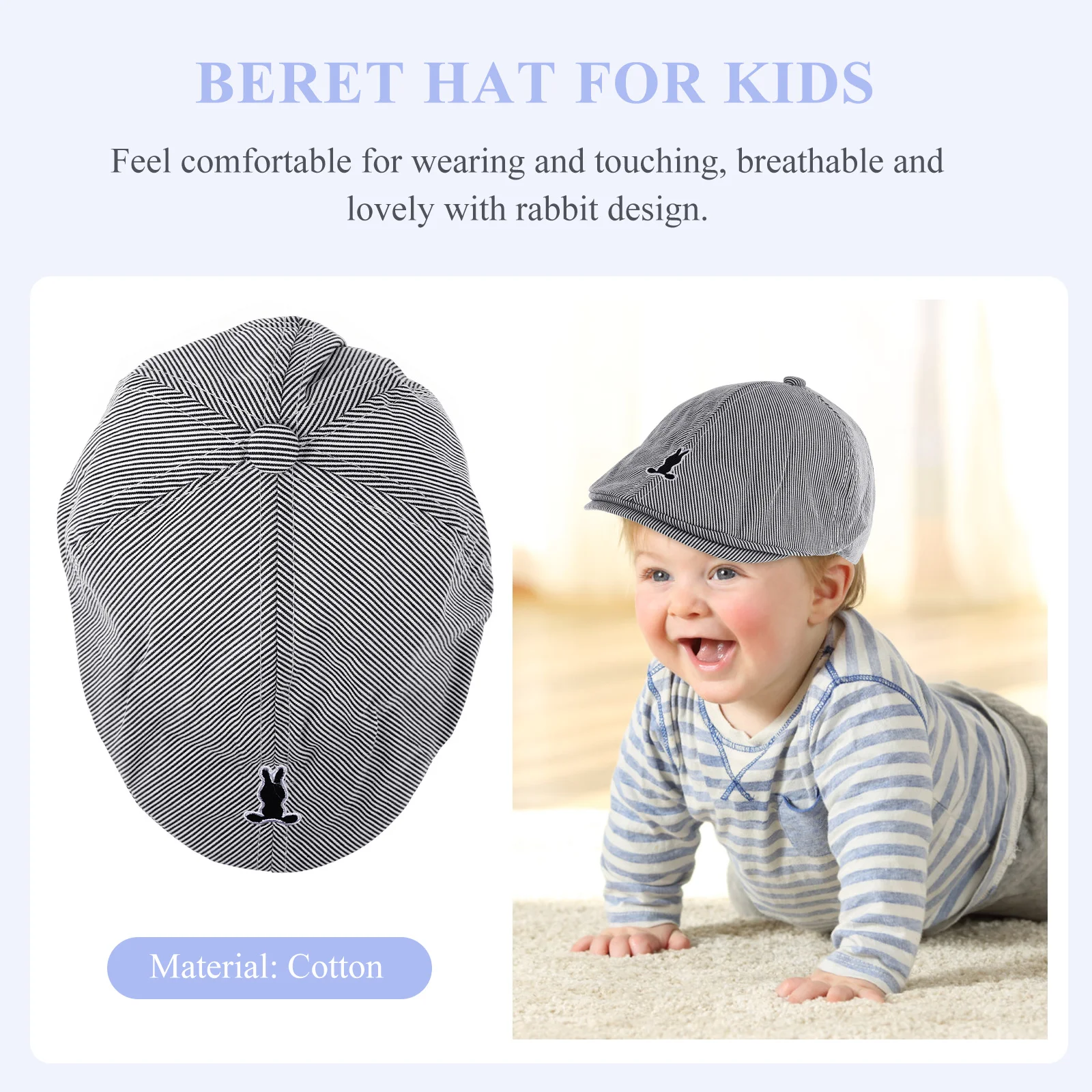 

Детский берет с кроликом, легкий моющийся детский берет для малышей на лето, осень, зиму, весну, уличная повседневная одежда