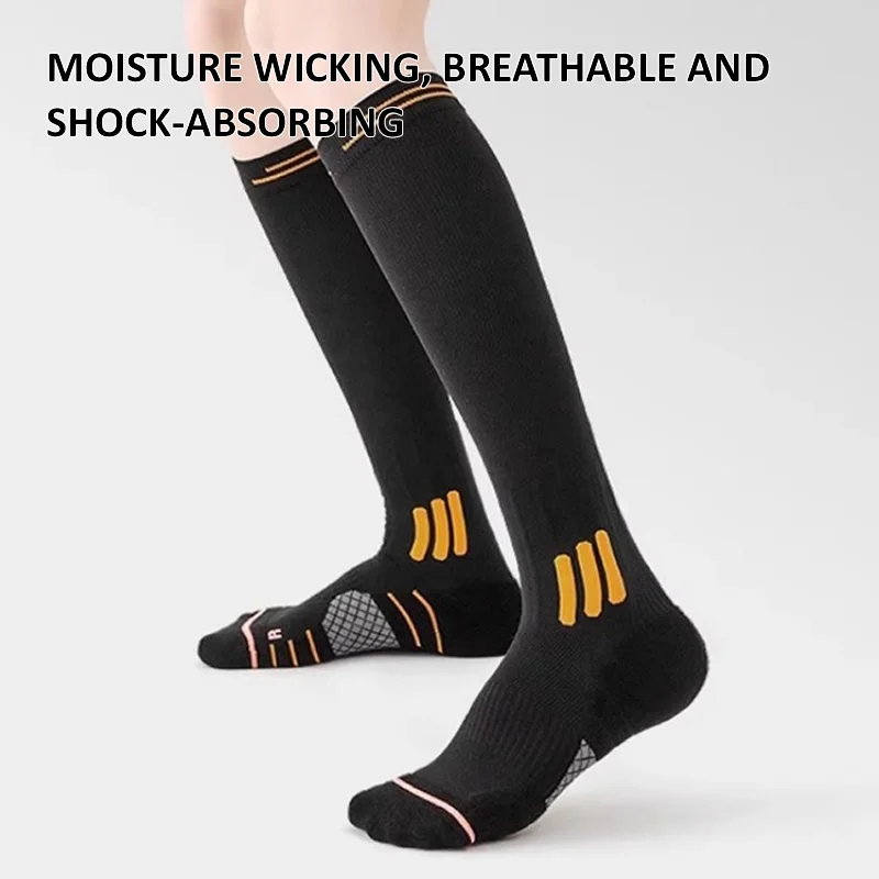 زوج واحد من جوارب ضغط العضلات الرياضية للنساء، جوارب احترافية مرنة للجري وركوب الدراجات واليوجا واللياقة البدنية والتخسيس