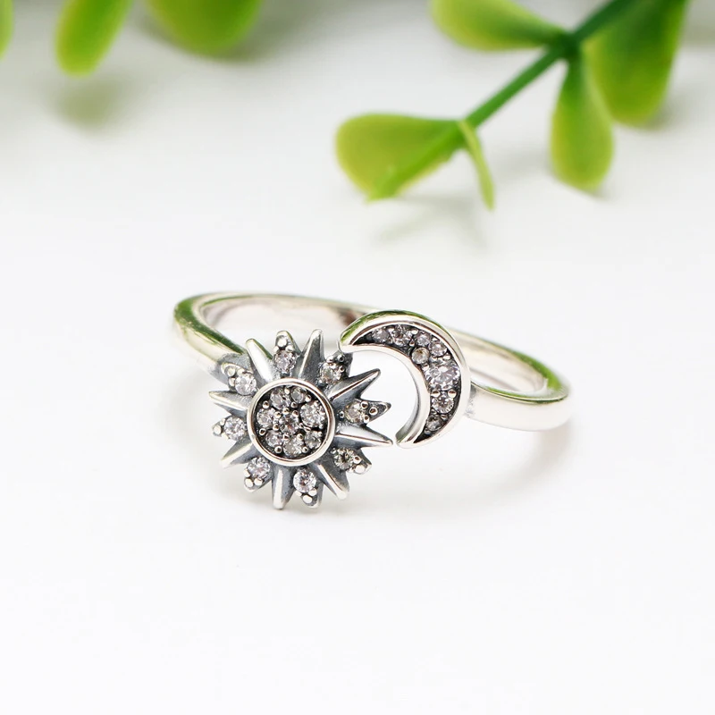 925 Sterling Silver Original Beautiful Stars and Moon Shining Sun Geometry Infinite Combination Ring Boutique Matching Gifts