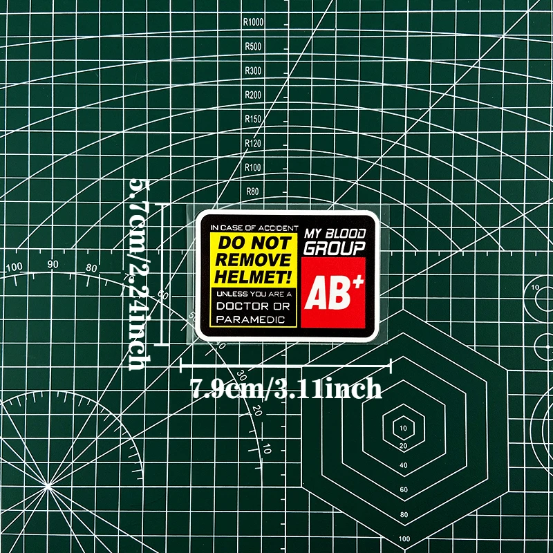 2pcs 2D Flat Blood Type Safety Warning Vinyl Sticker, Waterproof Decal For Motorcycle Helmet Fuel Tank Decor, Holiday Gift