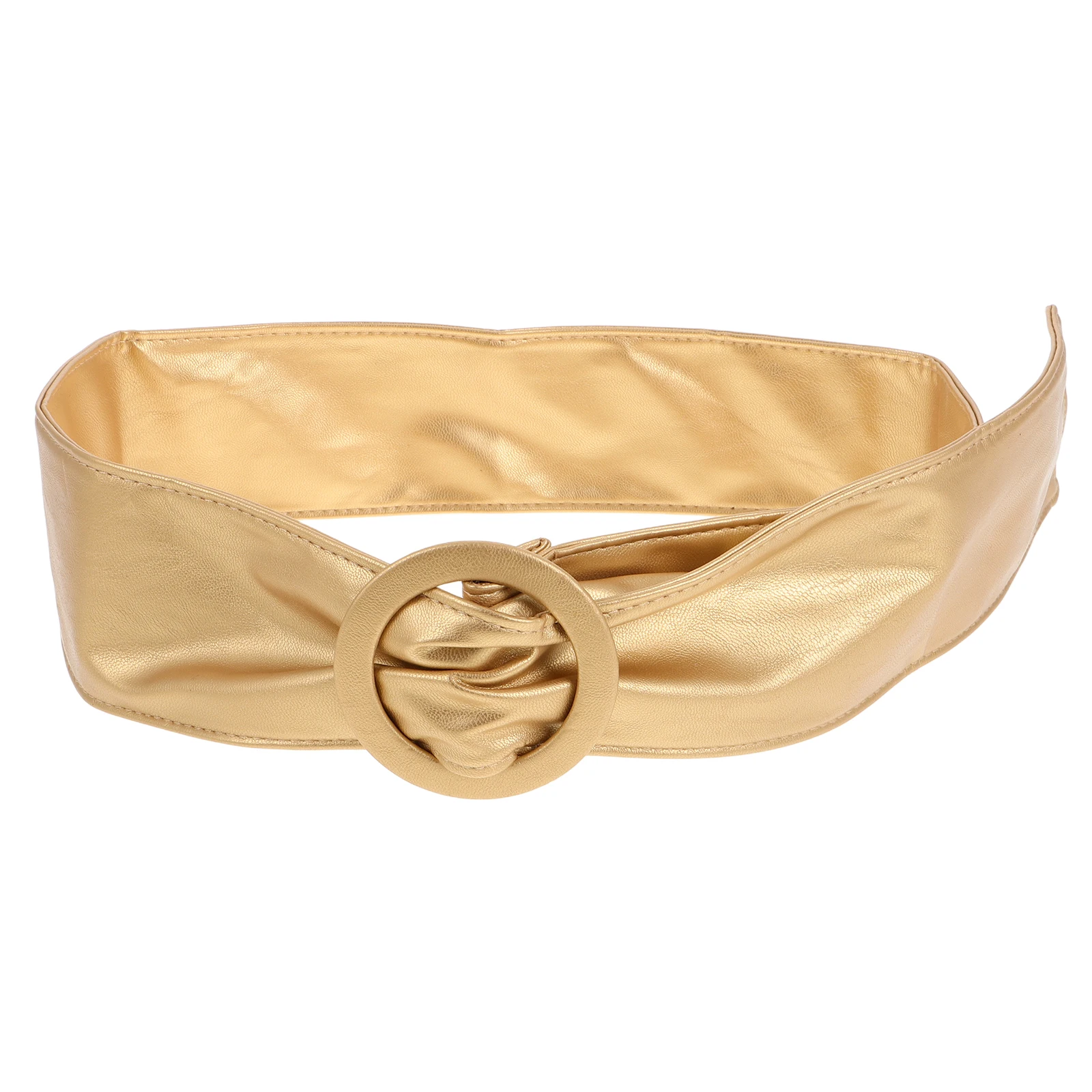 

1pcs Golden Pu Waist Women'S Slim Adjustable Solid Color For Dresses Jeans Coats Fashion Skinny Thin Belt Sash Decorative Accent