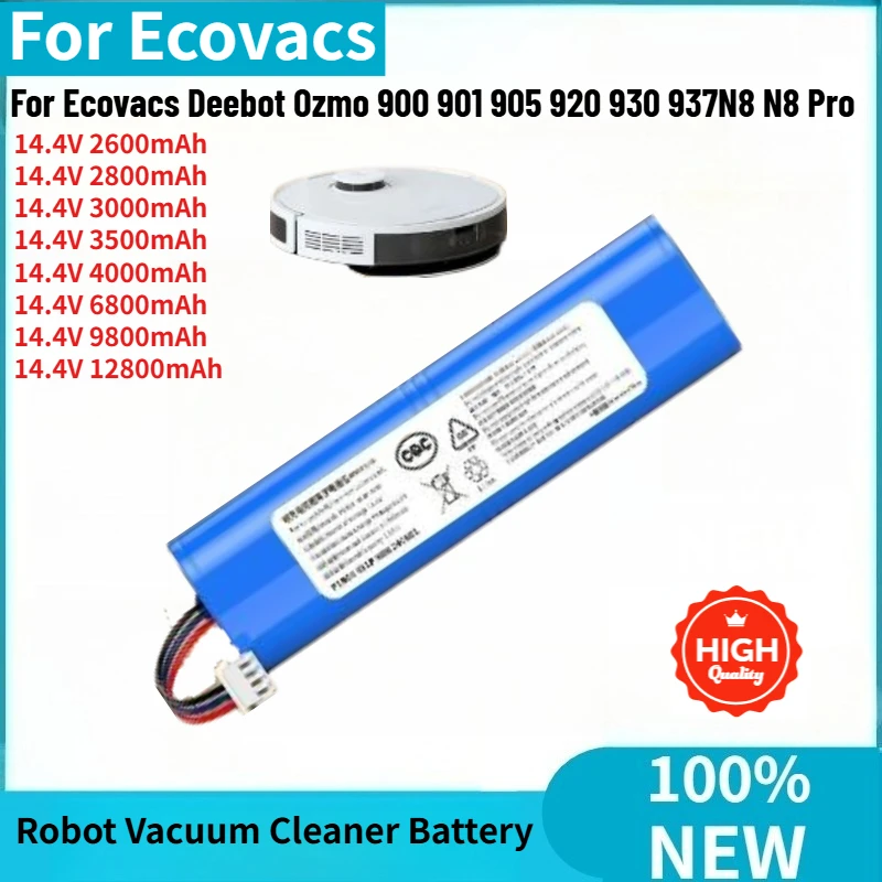2600mAh-12800mAh High Quality Robot Vacuum Cleaner Battery for Ecovacs Deebot Ozmo 905 920 900 901 930 937 N8 Pro Brand New