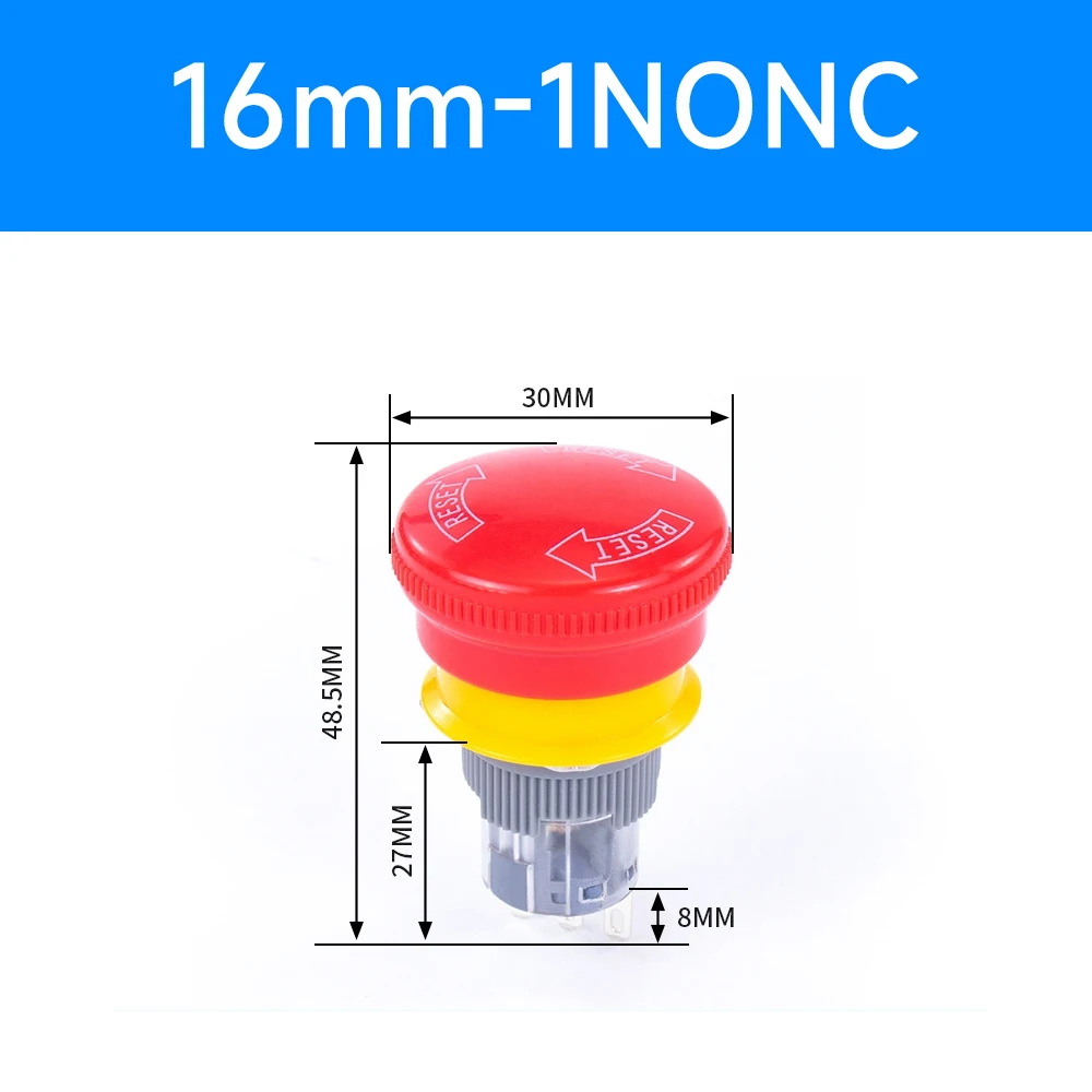 16mm 22mm Ultra Thin Plastic emergency stop button mushroom emergency switch self-locking stop charging pile power outage on off