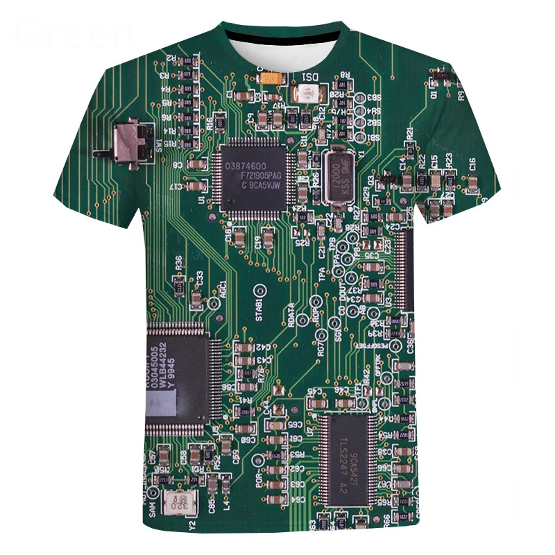 3d Printed Circuit Board Graphic T Shirt For Men Summer Casual T-shirt Casual Electronic Chip Creative Tee Shirts Women Gym Tops