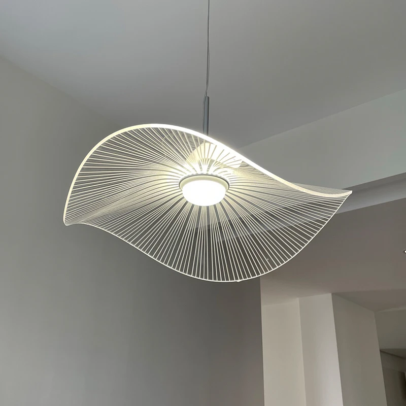 

Postmodern Nordic LED Acrylic Cover Chandeliers Loft Living Room Pendant Lamps Office Ceiling Cap Waves Design Lighting Fixtures