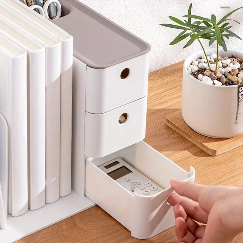 The Desktop Book File Has A Bookshelf  Box, A  Rack, Drawers, Office Bookends And A Desk Organizer Lock Ramen bowl Iron Spin mop