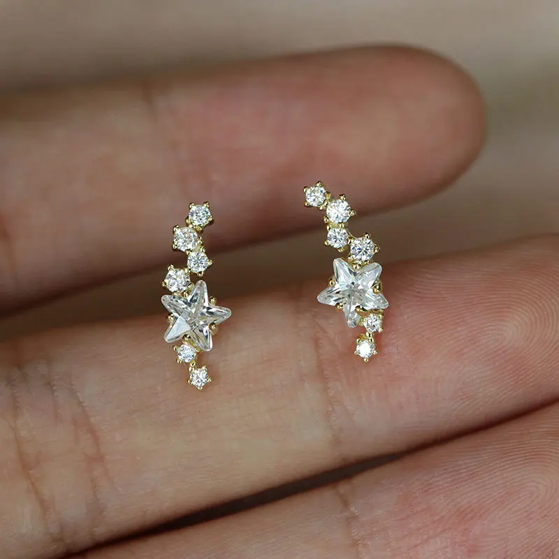 

Huitan Simple Stylish Star Stud Earrings for Women Delicate Birthday Gift Daily Wearable Earrings Fashion Versatile Jewelry Bulk