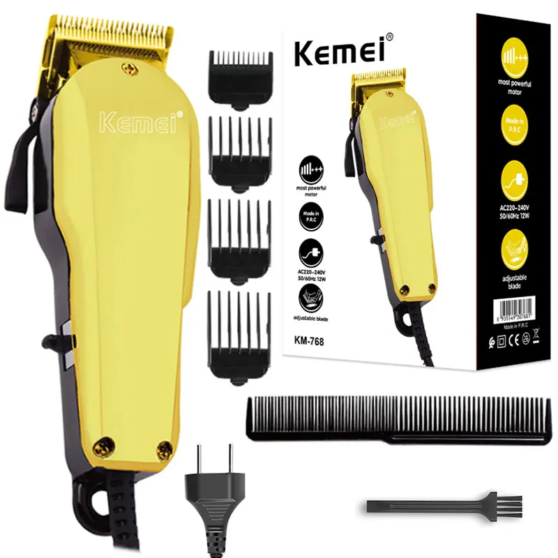 Original Kemei Adjustable Hair Clipper Professional Corded 220-240V Hair Trimmer For Men 12W Powerful Haircut Machine Tapering