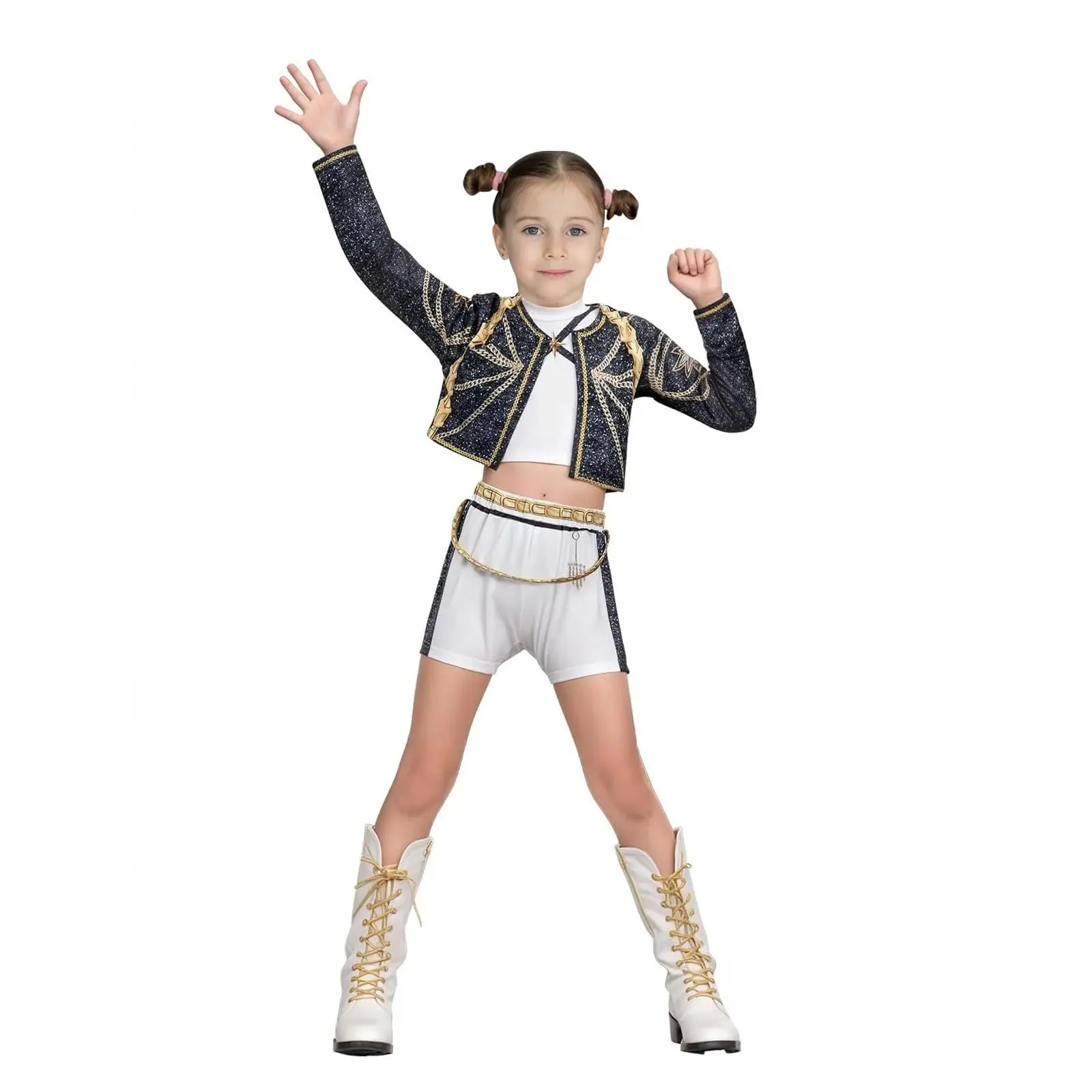 

New Kids Girls Rumi Zoey Mira Cosplay Stage 3D Print Suit Set K-pop Demon Hunters Costume Performance Children Halloween Party