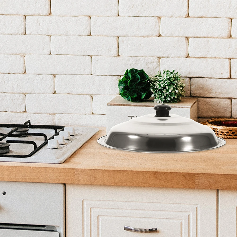 

Round Stainless Steel Fry Pan Replacement Lid Universal Wok Cover Pan Lid for Kitchen Cooking and Frying