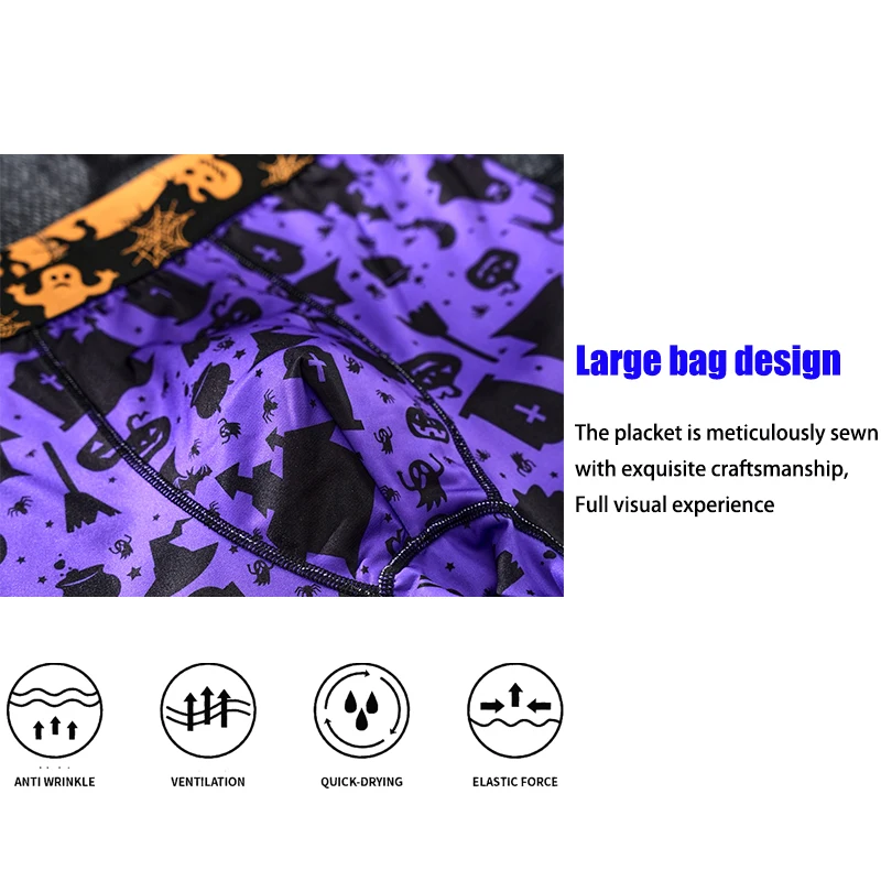 3 قطع من شورتات الملاكم للهالوين للرجال، ملابس داخلية مضحكة ومبتكرة، هدايا للحفلات، ناعمة ومسامية، ملابس يومية مريحة