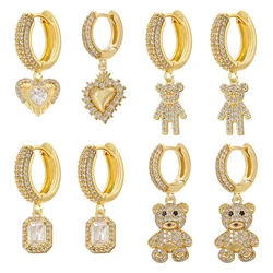 ZHUKOU Gummy Bear Dangle Earrings Butterfly Heart women drop earrings High quality cubic zirconia Hoop earrings wholesale VE954