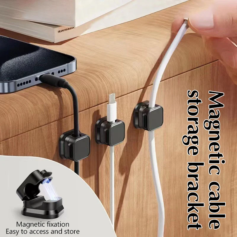 10PCS Magnetic Cable Organizer Adhesive Phone Cable Clip Desktop Cord Wire Cable Holder For Office Desk Management