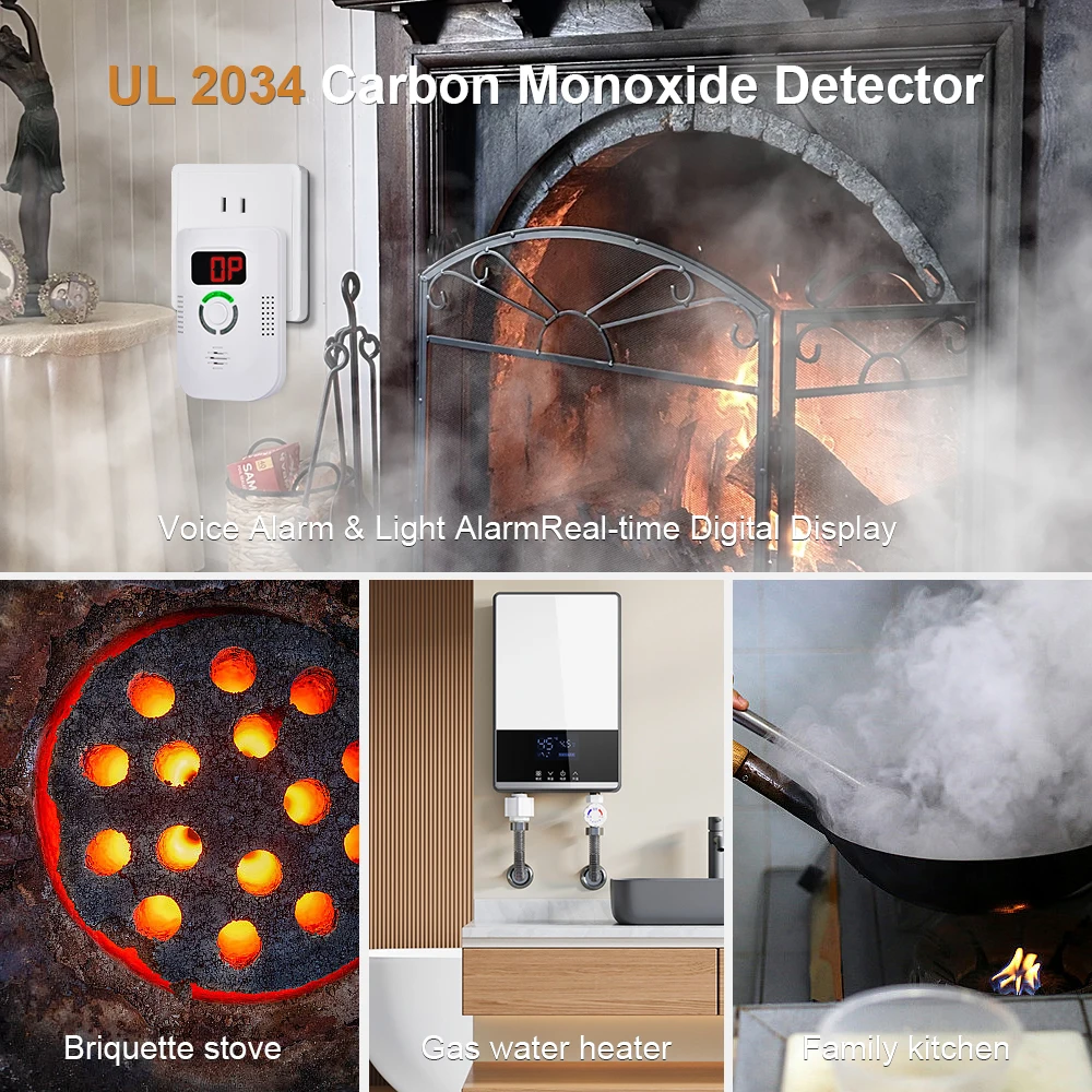 CO Sensor Kohlenmonoxid Detektor Plug In Alarm 85dB Sirene Sound Unabhängige CO Vergiftung Warnung Alarm Detektor CO Meter