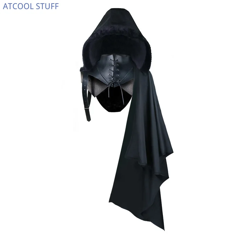 Mens Assassin Costume Pirate Cosplay armatura medievale scialle Cape Gothic SteamPunk Warrior mantello con cappuccio mantello