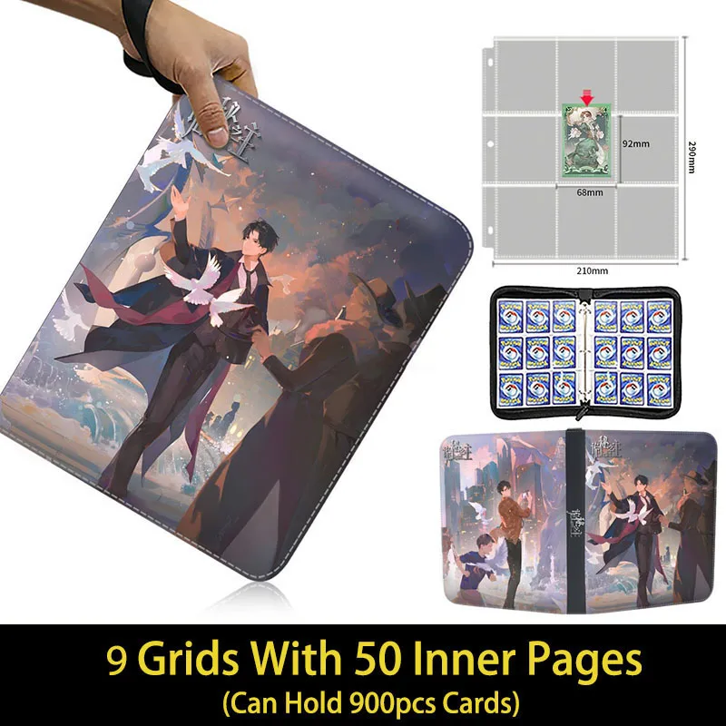 Lord of the Mysteries Card Binder Zipper 4/9 Pocket Anime Trading Game Cards Album Holder Book Folder with 50 inner Pages