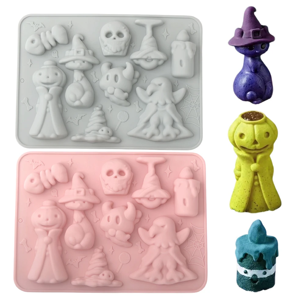 Halloween Themed Element Design Silicone Candy Chocolate Mold Kitchen Food Grade Silicone Bakeware Cookie Dessert Baking Tools