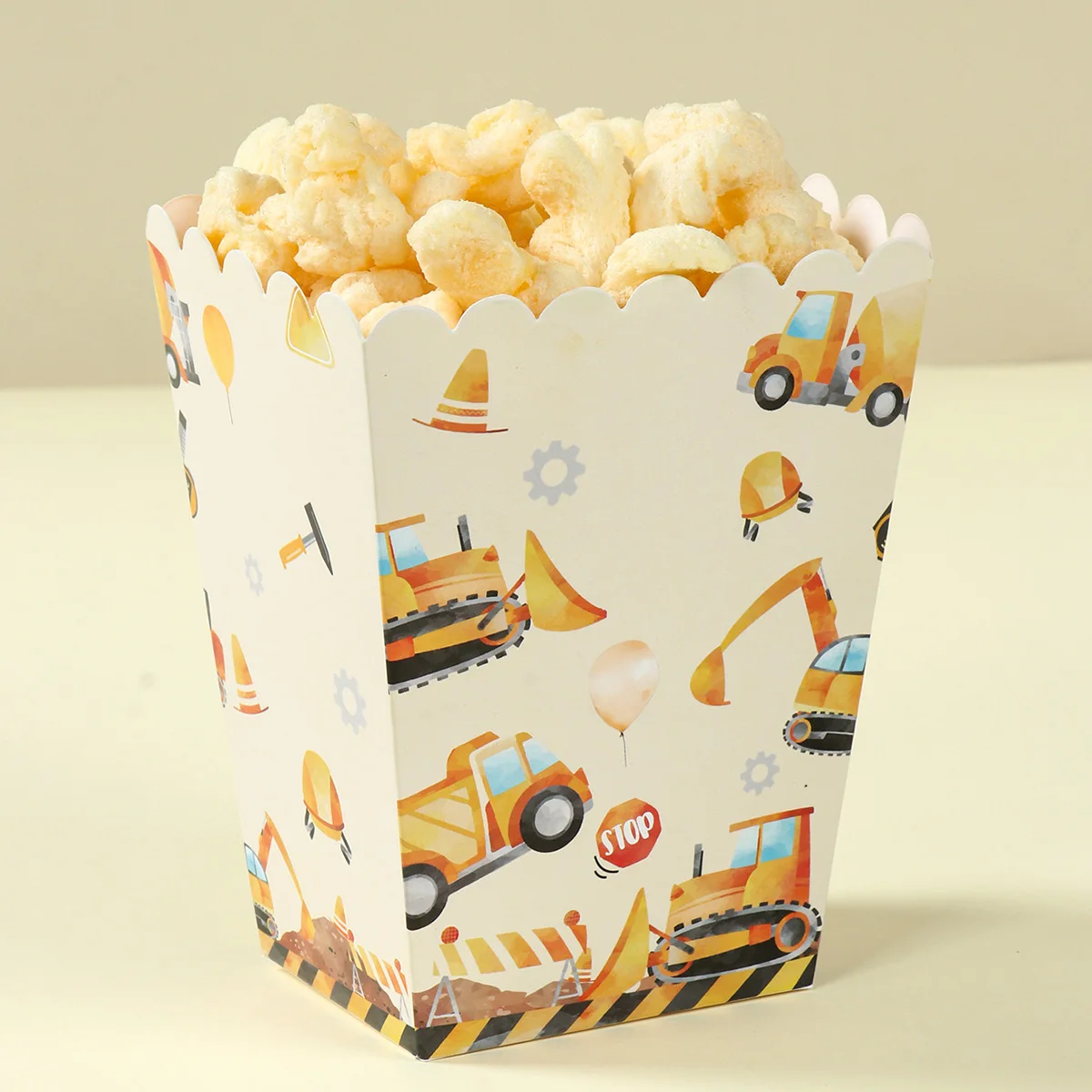 8pcs Construction Popcorn Box Engineering Excavator Vehicle Birthday Party Decor Kids Baby Shower Construction Party Supplies