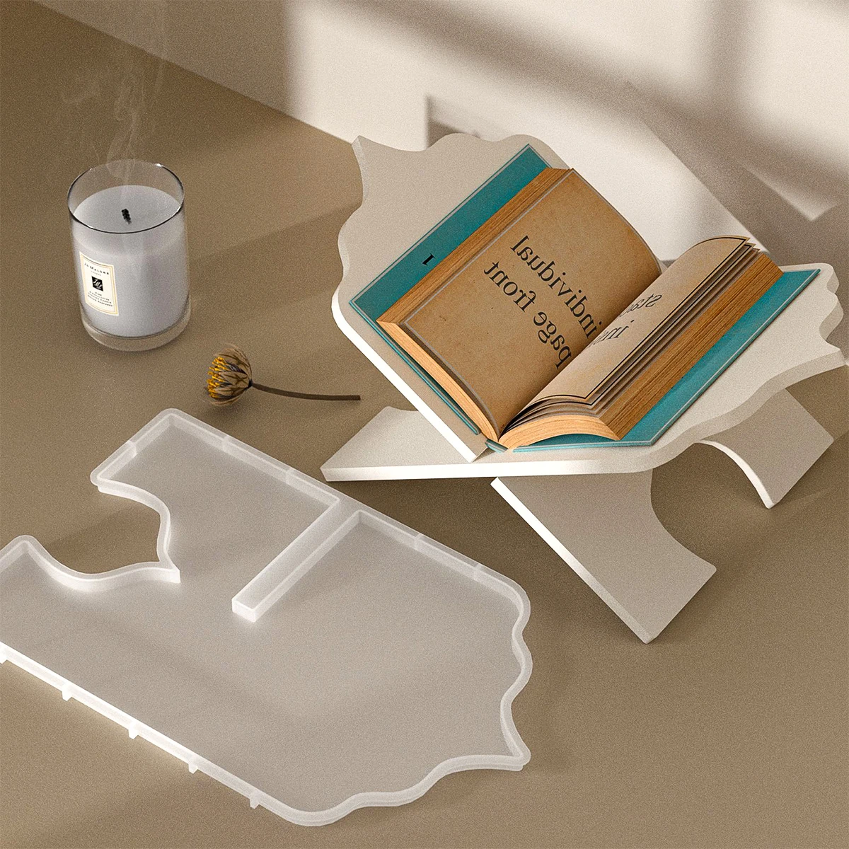 Resin Art Quran Set - DIY 折りたたみブックスタンドシリコーン型手作りヴィンテージ本棚オーガナイザー石膏コンクリート樹脂型コーランオーガナイザー用品