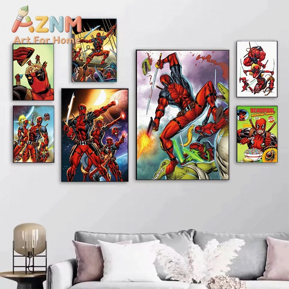 2D Flat Posters & Prints,Lady Deadpool Marvel Comic Superhero Canvas Wall Art,2D Flat Frameless Print,Home Decor for Boys Bedr