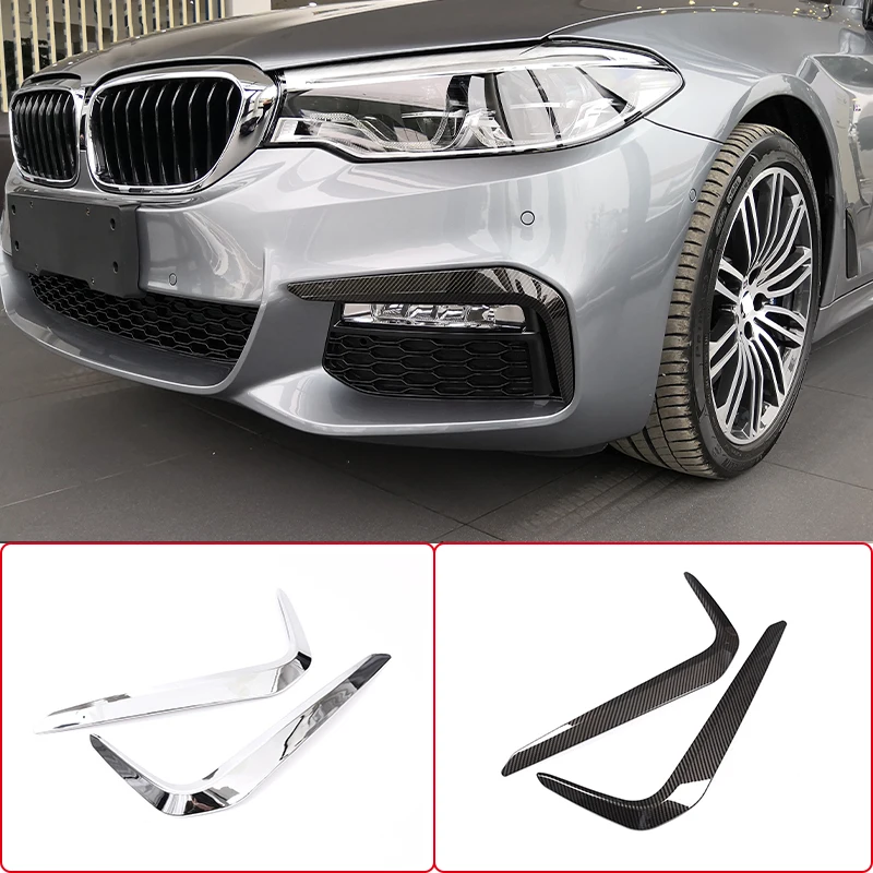 For BMW 5 Series G30 530liM 2018-2020 Chrome Front Fog Light Lamp Cover Eyelid Eyebrow Decoration Strips Outer Foglight Trim