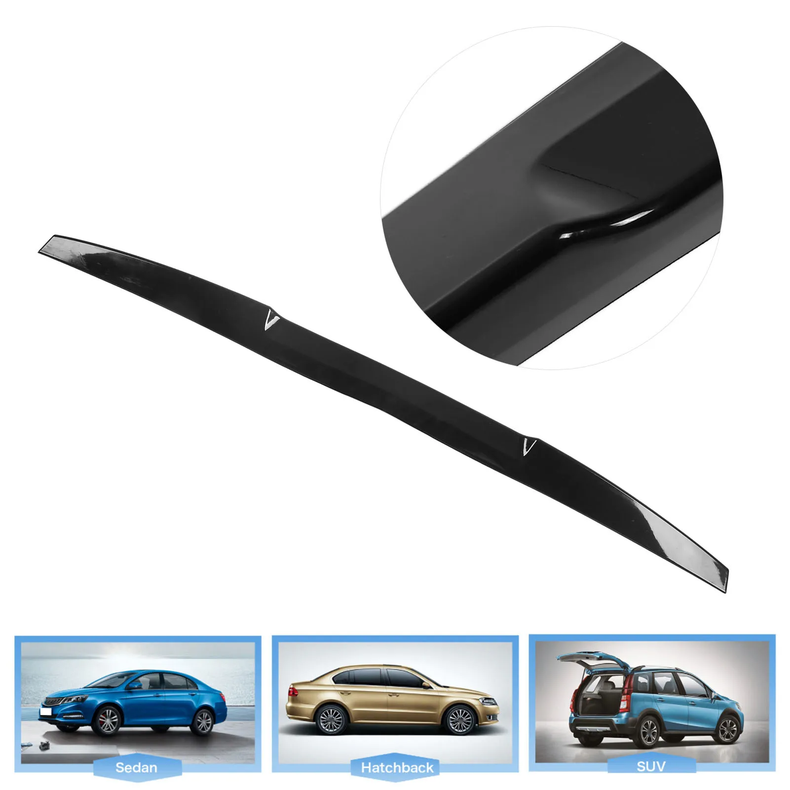 

Rear Trunk Spoiler Rubber Rear Wing Trunk Spoiler Lip Black Universal Aerodynamic Car Modification Accessory Car Trunk Spoiler