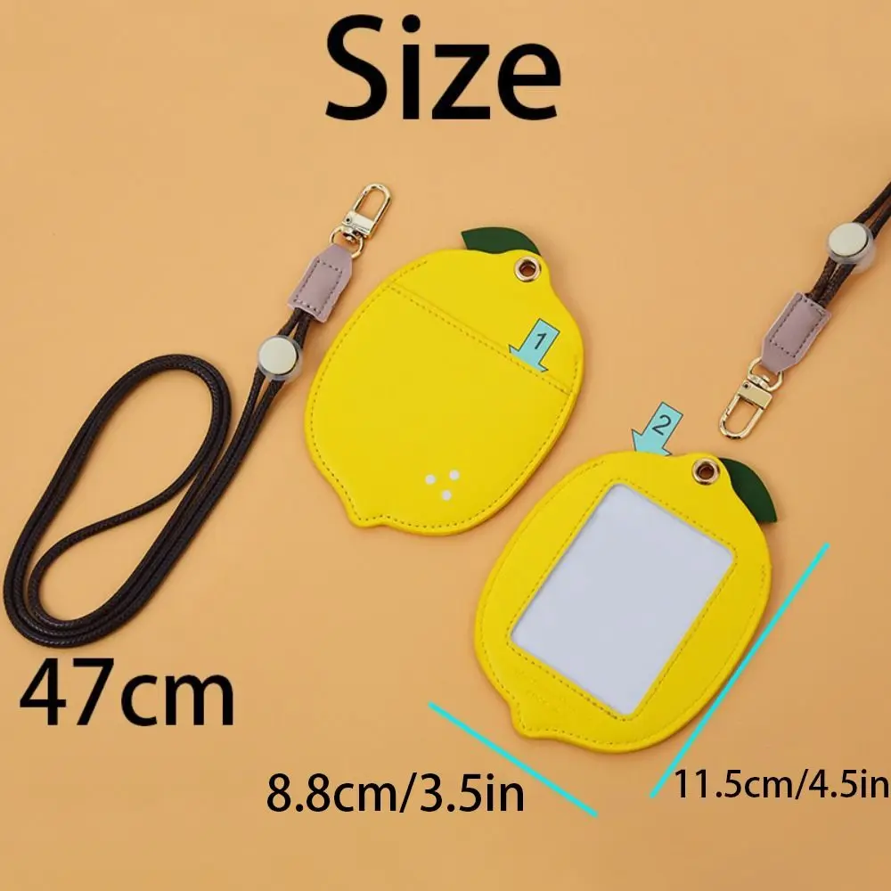 ロングストラップ漫画フルーツカードホルダーレモンイチゴワークカードバッジホルダークリエイティブファッショナブルな Id カードプロテクター学校