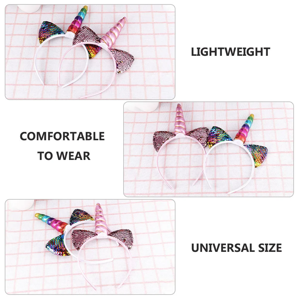 

4Pcs Unicorn Headbands Lovely Cartoon Hair Band Kids Birthday Party Decoration Cosplay Headwear Party Favors Unicorn Headband