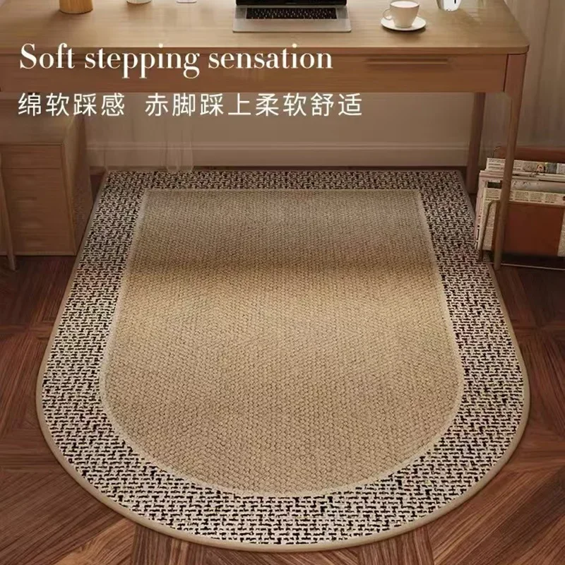 Chair Floor Mat Study Bedroom Non-slip Home Carpet Beige Striped Rug Living Room Swivel Chairs TPR Bottom Anti-slip Area Rugs
