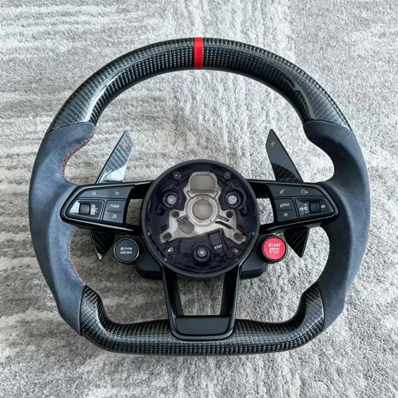 Customized Carbon Fiber Leather Car Steering Wheel For Audi R8 B8 B9 RS A6 C6 C7 A8 A5 A4 A3 B9 RS3 RS4 RS5 S3 S4 Steering Whee