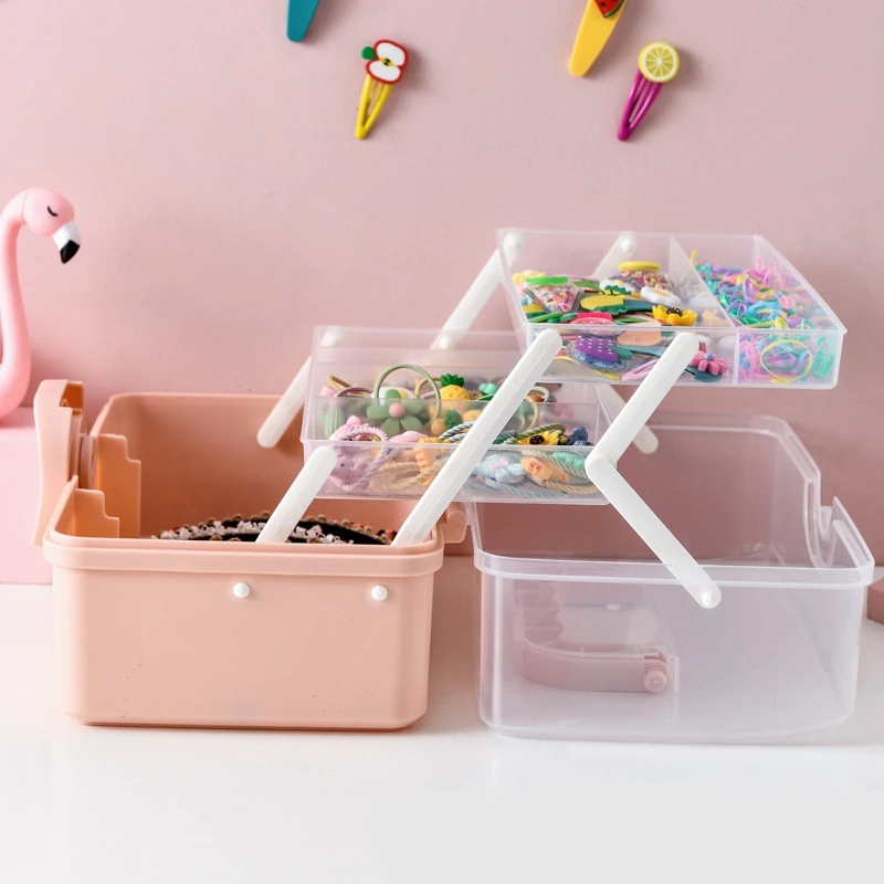 Caja de almacenamiento de accesorios para el cabello para niños, tocado de banda de goma para niñas, estuche de joyería de tocador de acabado de escritorio (Mini)